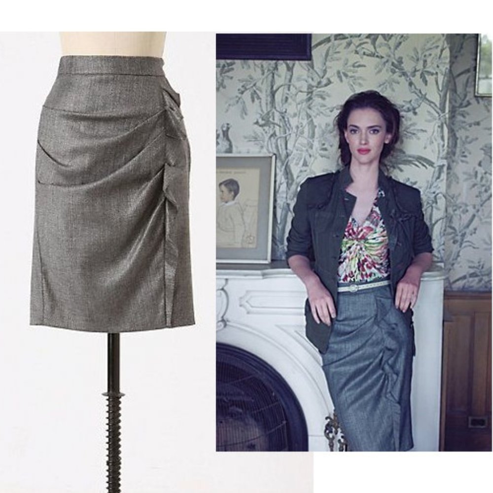 Anthropologie Sine Luminous Graphite Skirt 2 gray